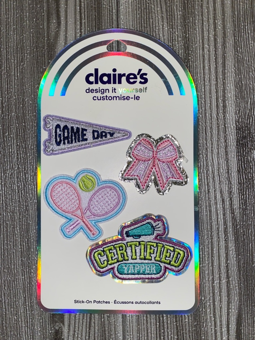 Claire's Pink Bow & Tennis Sticker Patch Set with 'Game Day' Pennant